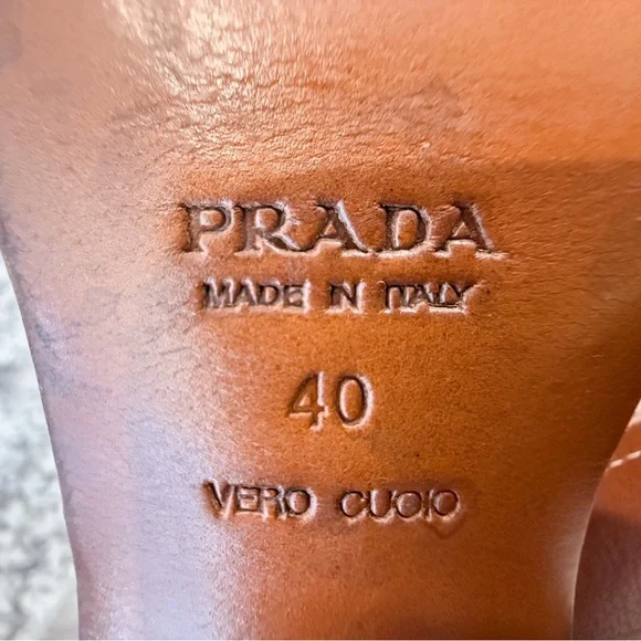 USED Prada Brown Leather Sling Backs in Cognac Size 40 - Picture 9 of 13